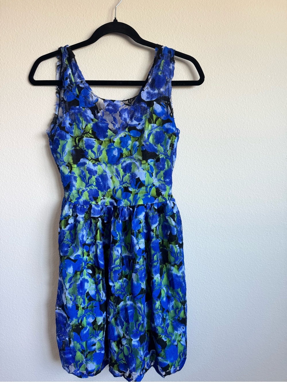 Urban outfitters Sleeveless Blue Floral Fit-and-Flare Dress